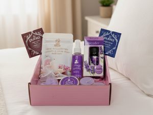 Relaxing sleep essentials in gift box